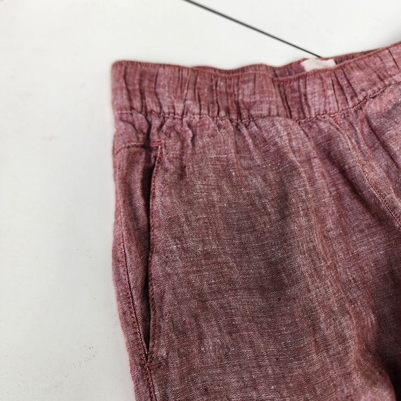 Cynthia Rowley Womens Pink 100% Linen Wide Leg Capri Pants Loose Pockets Sz L - Picture 6 of 11